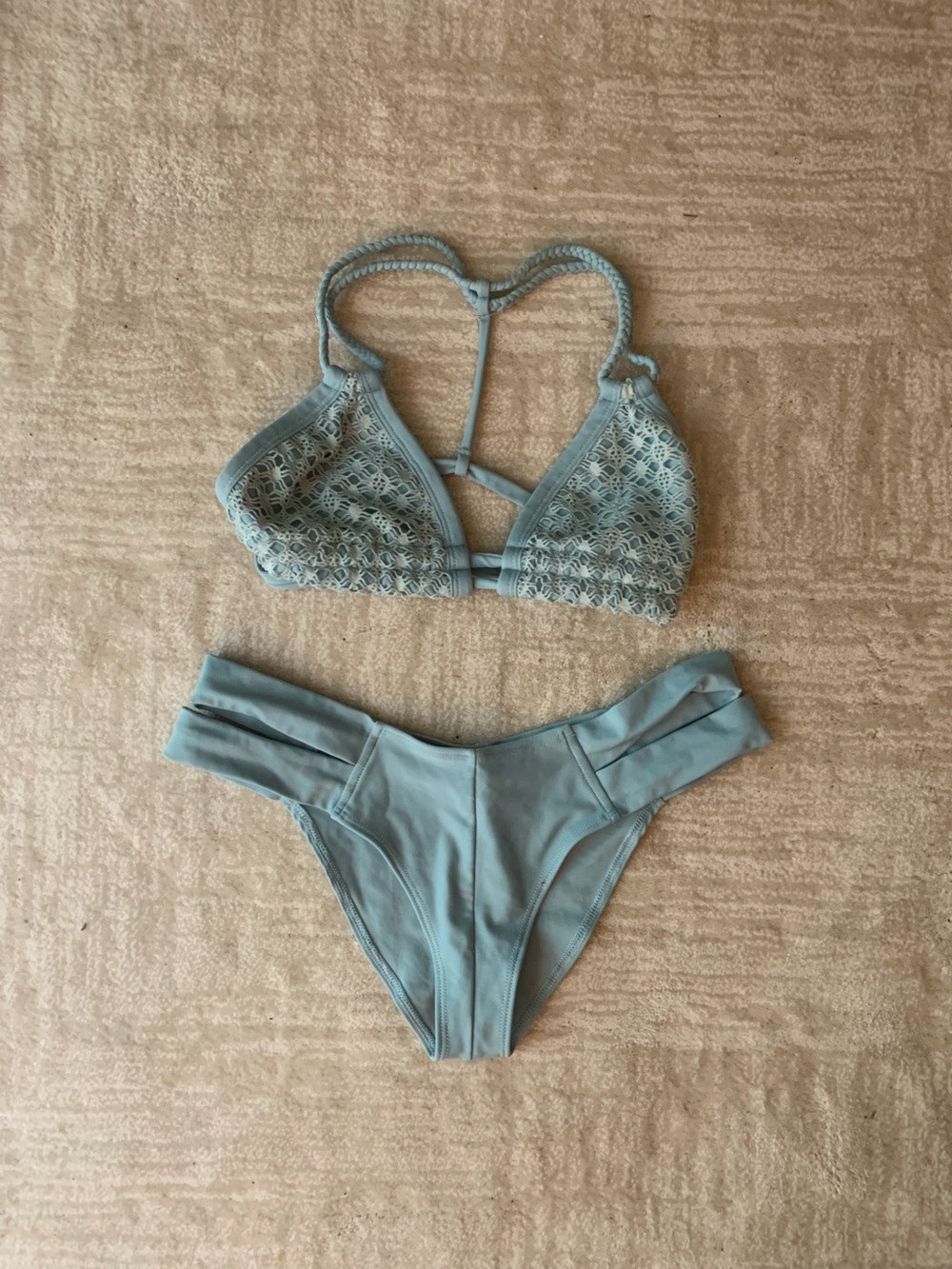 Montce Powder Blue Lace Triangle Bikini